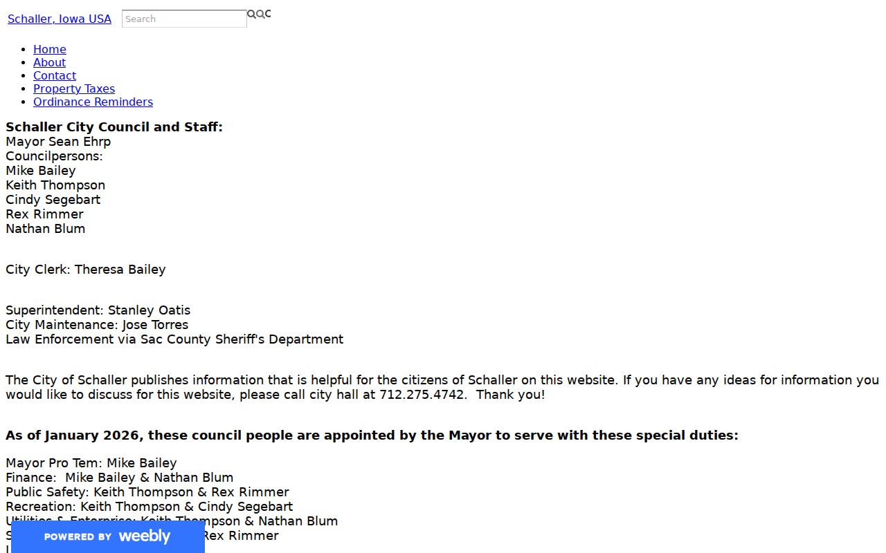 Schaller warrant search Sheriff agreement and city hours